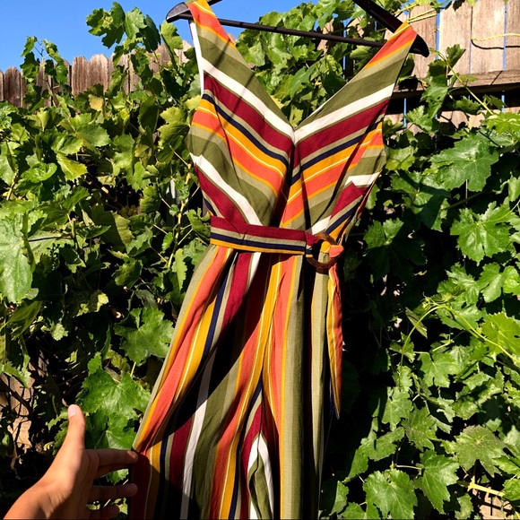 Striped NWOT Crystal Doll wide-leg jumpsuit - Picture 5 of 16